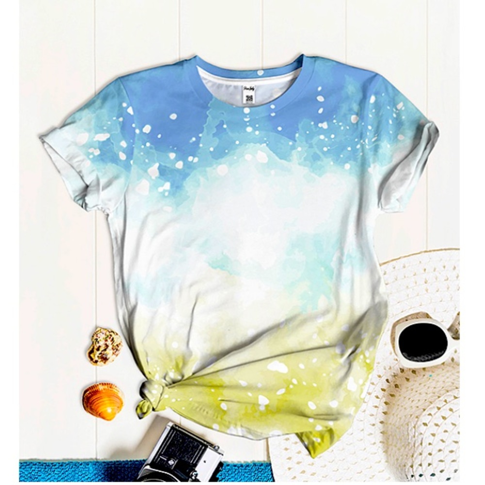 Blue, white and green ombré t-shirt